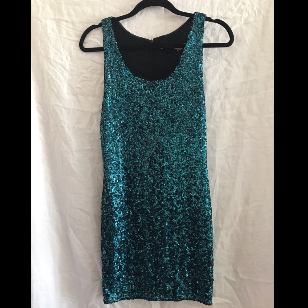 Alice + Olivia Teal Sequin Dress, Size S